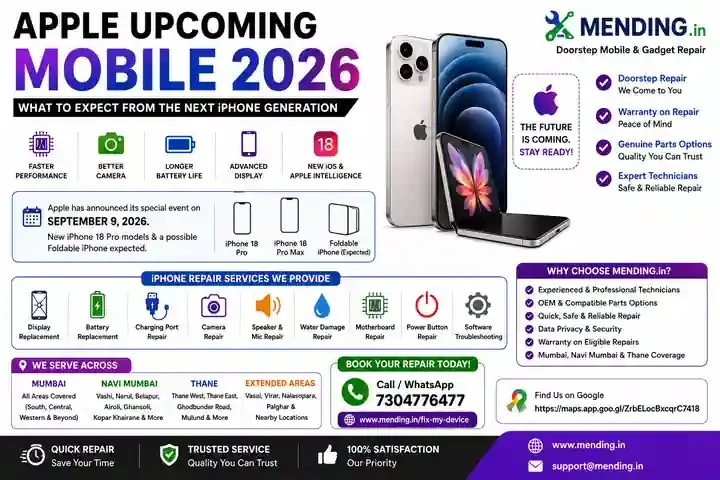 Apple Upcoming Mobile 2026 – New iPhone Models, Features & Repair Guide | MENDING.in