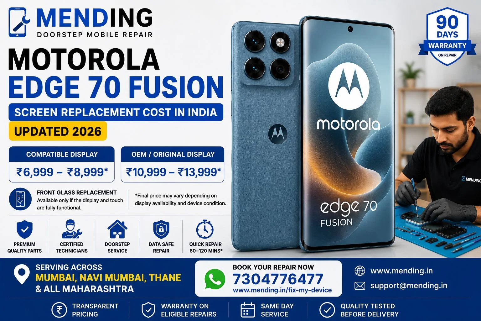 Motorola Edge 70 Fusion Screen Replacement Cost in India (June 2026 Updated)