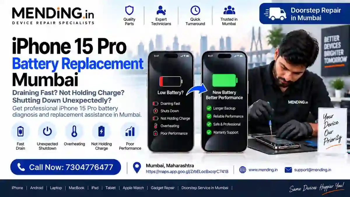 iPhone 15 Pro Battery Replacement Mumbai | MENDING.in