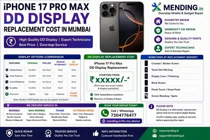 iPhone 17 Pro Max DD Display Replacement Cost in Mumbai | MENDING.in