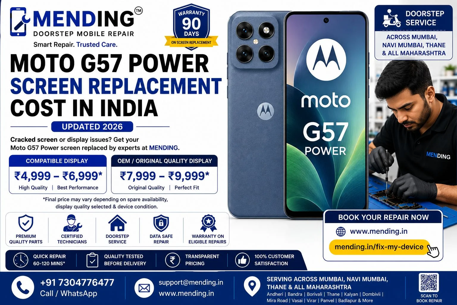Moto G57 Power Screen Replacement Cost in India (Updated 2026)