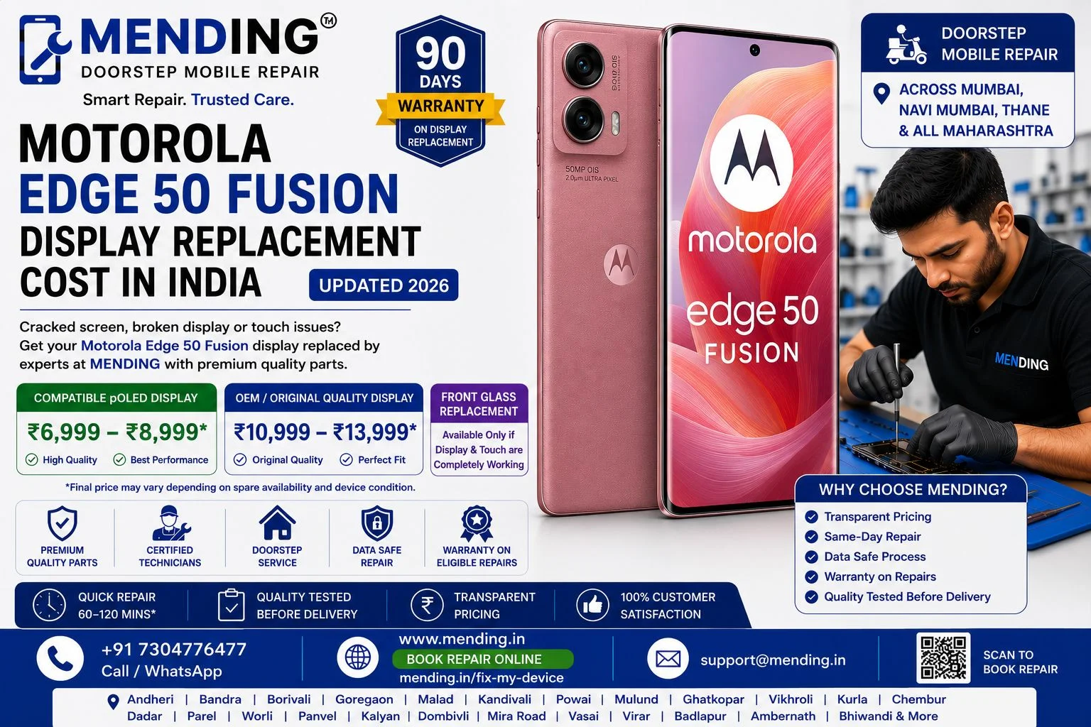 Motorola Edge 50 Fusion Display Replacement Cost in India (Updated 2026)