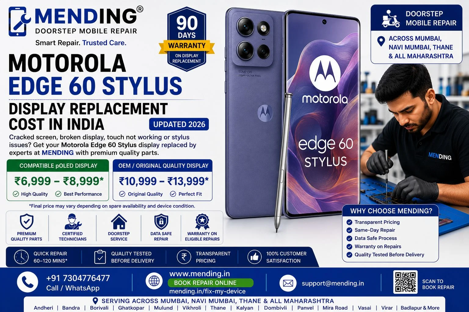 Motorola Edge 60 Stylus Display Replacement Cost in India (Updated 2026)