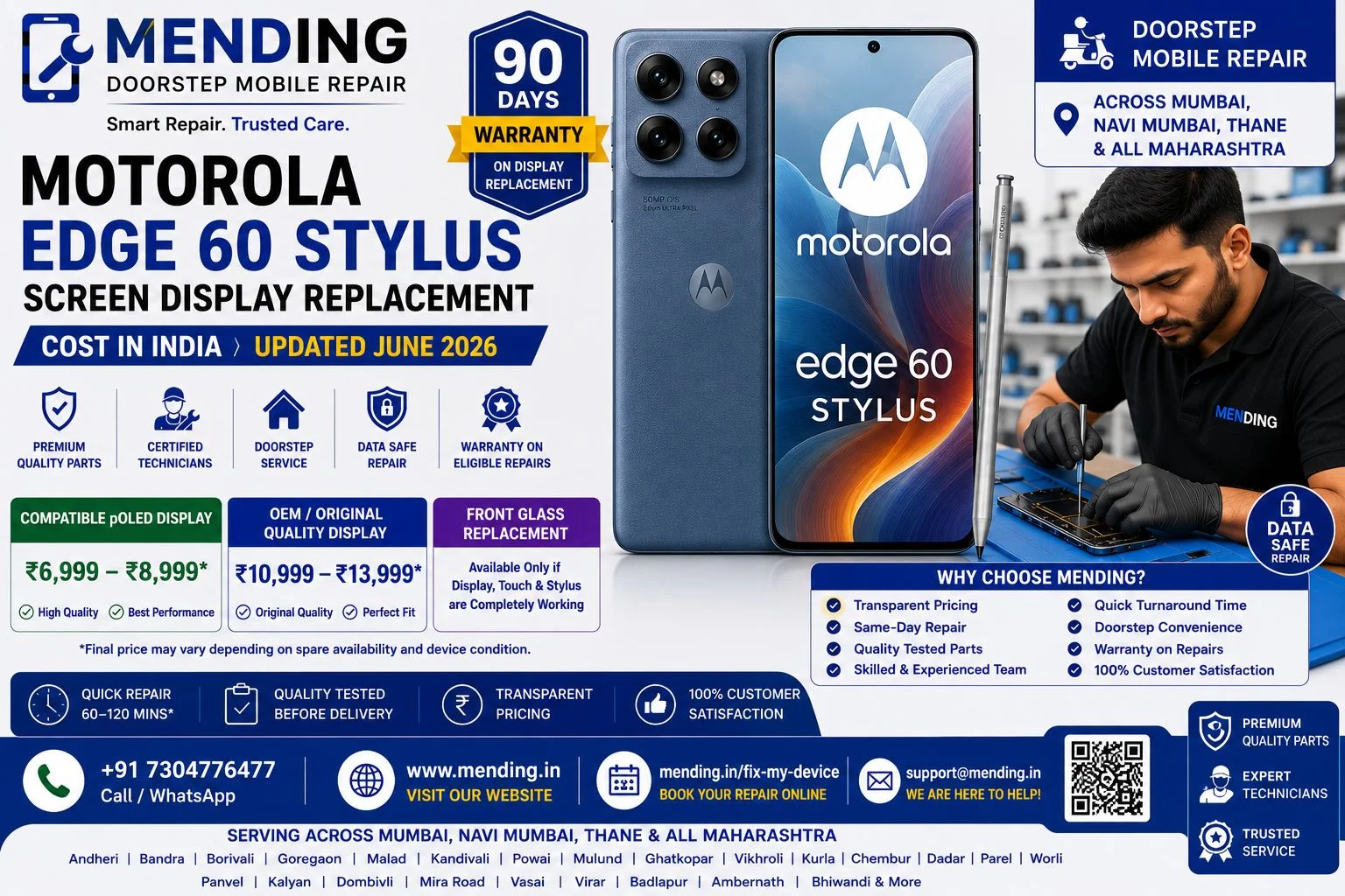 Motorola Edge 60 Stylus Screen Display Replacement Cost in India (Updated June 2026)
