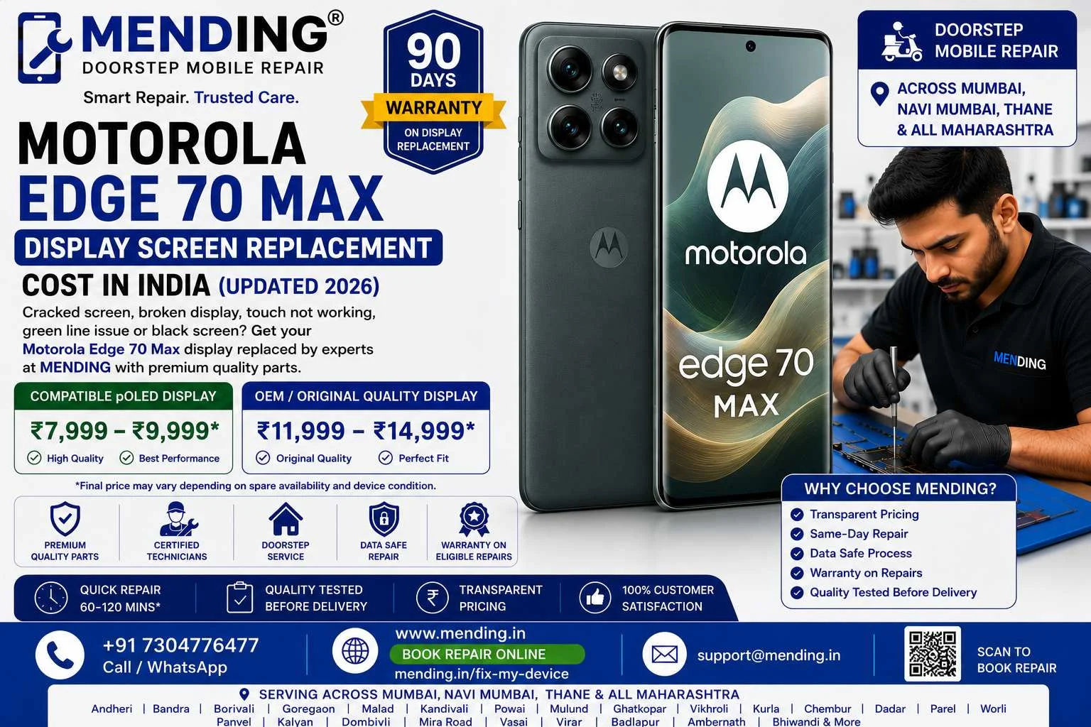 Motorola Edge 70 Max Display Screen Replacement Cost in India (Updated 2026)