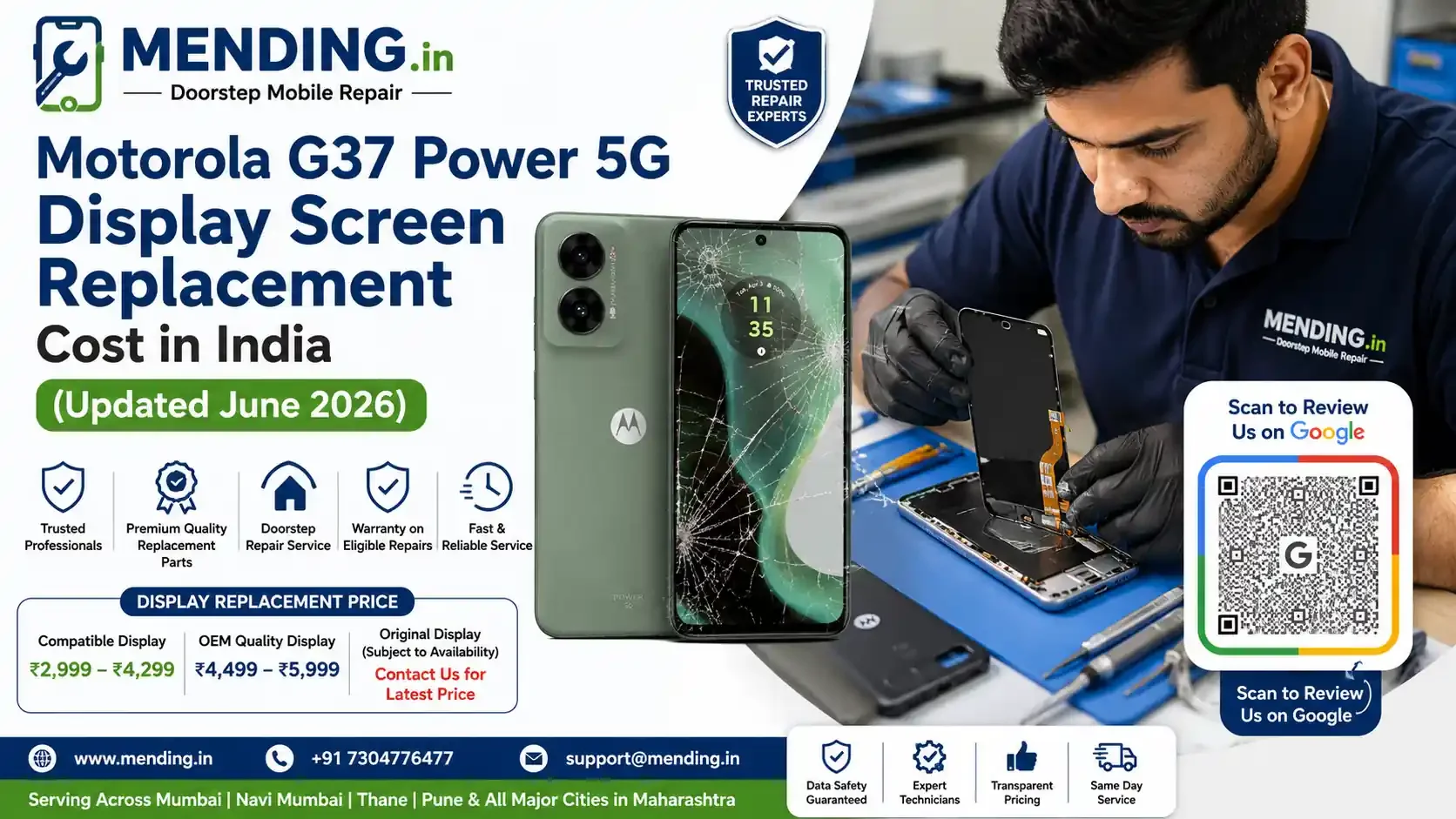 Motorola G37 Power 5G Display Screen Replacement Cost in India (Updated June 2026)