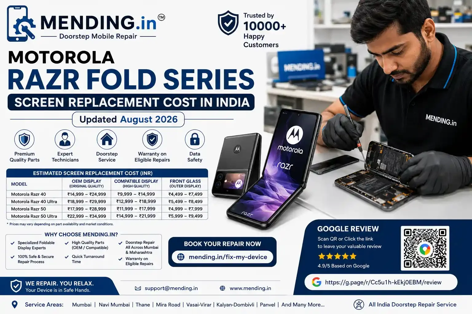Motorola Razr Fold Series Screen Replacement Cost in India (Updated August 2026)