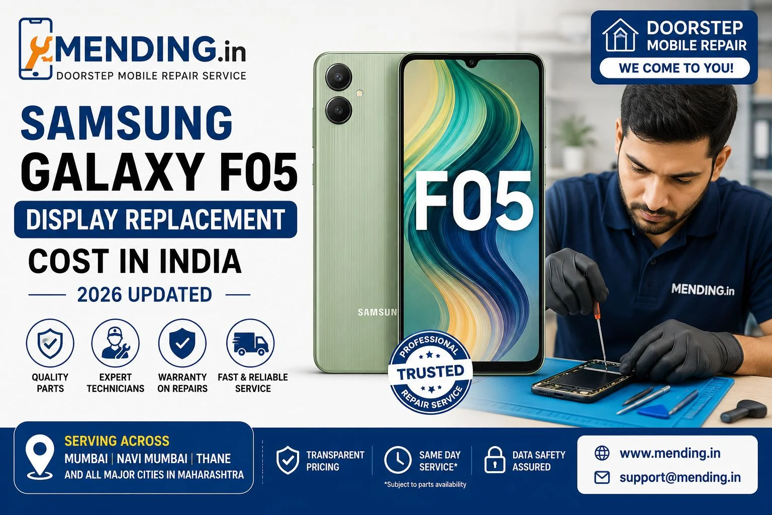 Samsung Galaxy F05 Display Replacement Cost in India (2026 Updated)