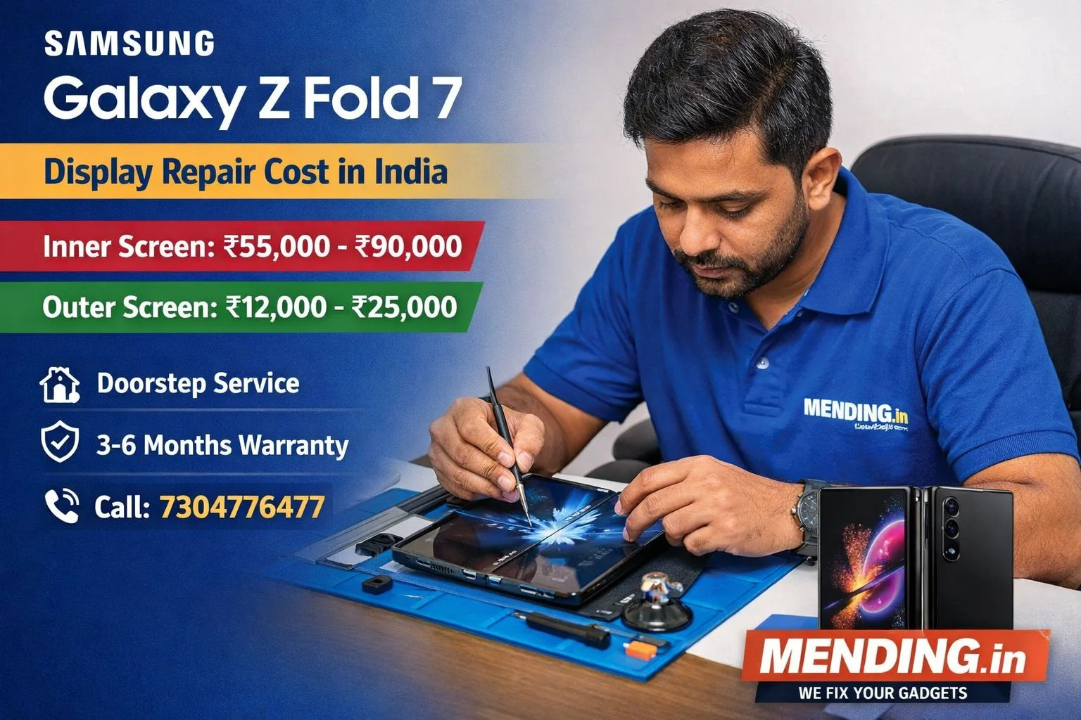 Samsung Galaxy Z Fold 7 Display Replacement Cost India (Inner & Outer)